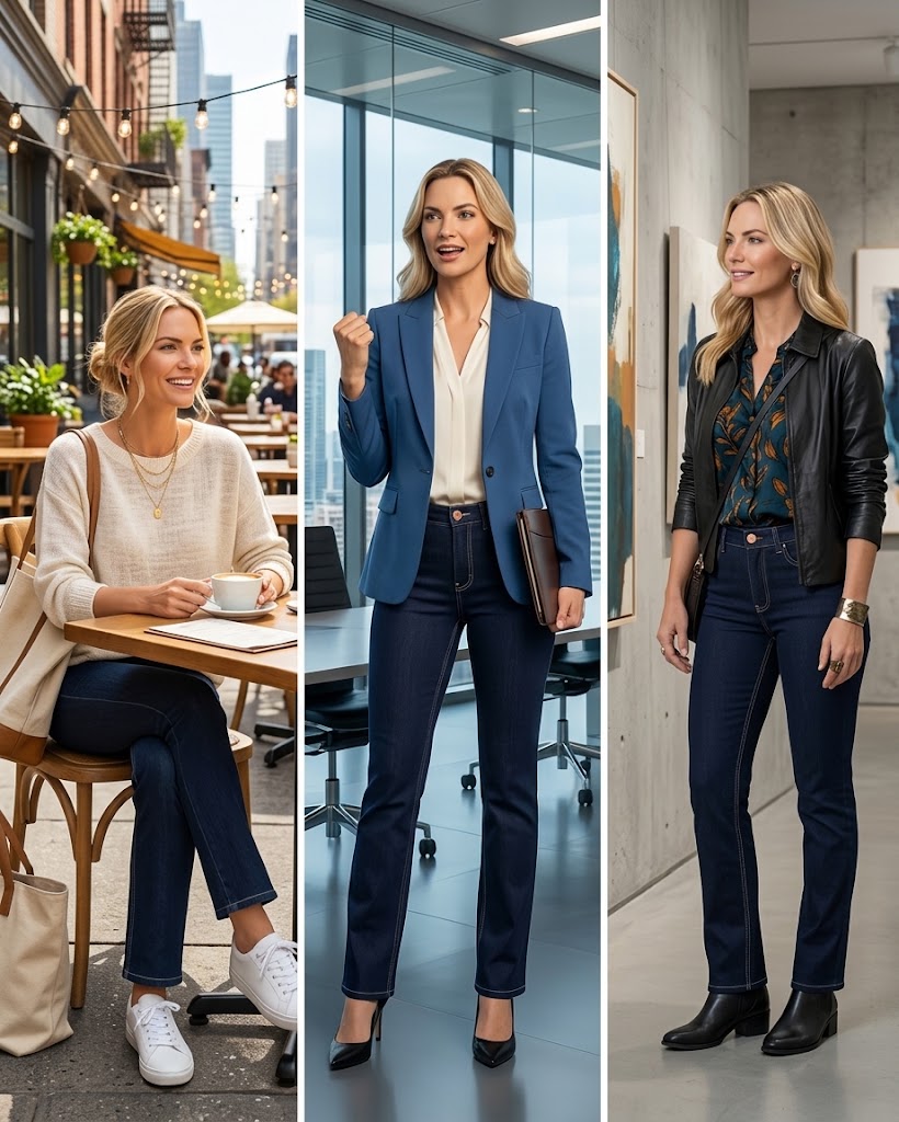 Calça Reta Feminina Cintura Média Em Flex Jeans - Malwee