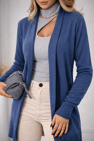 Cardigan Casaco Feminino Longo em Tricot Básico - NoBrand