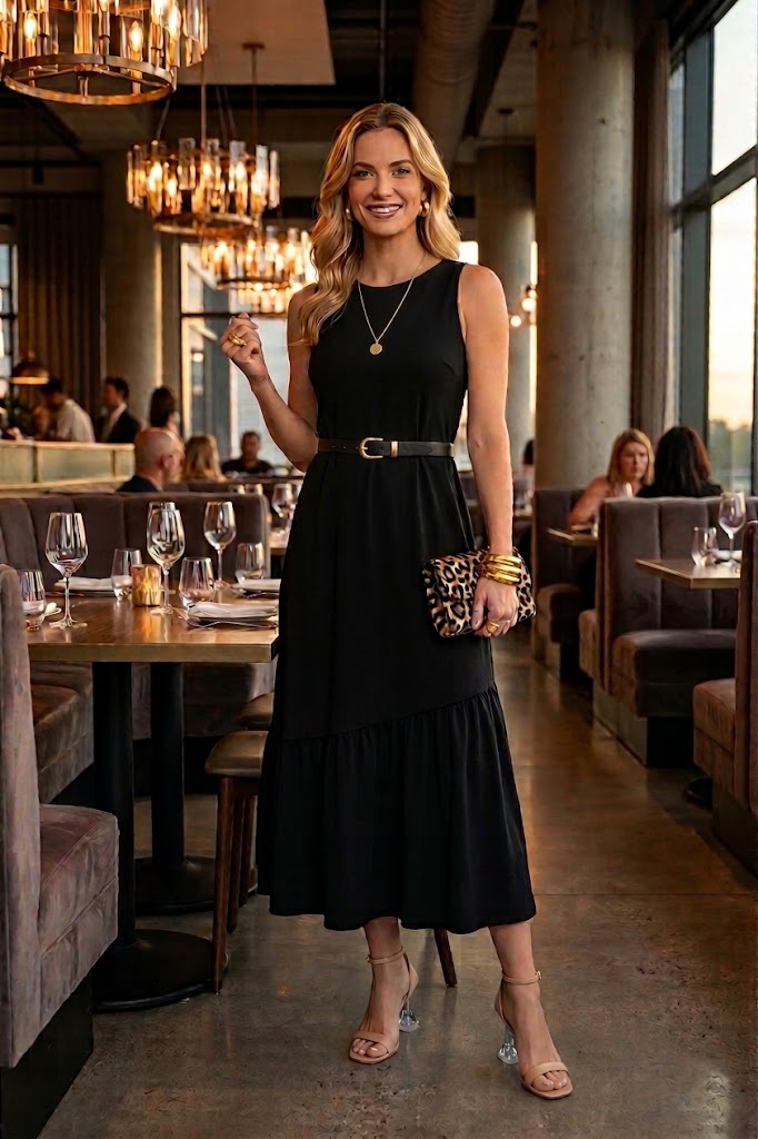 Vestido Midi Cavado Evase Com Barrado Franzido Estiloso Verão - N Clothing